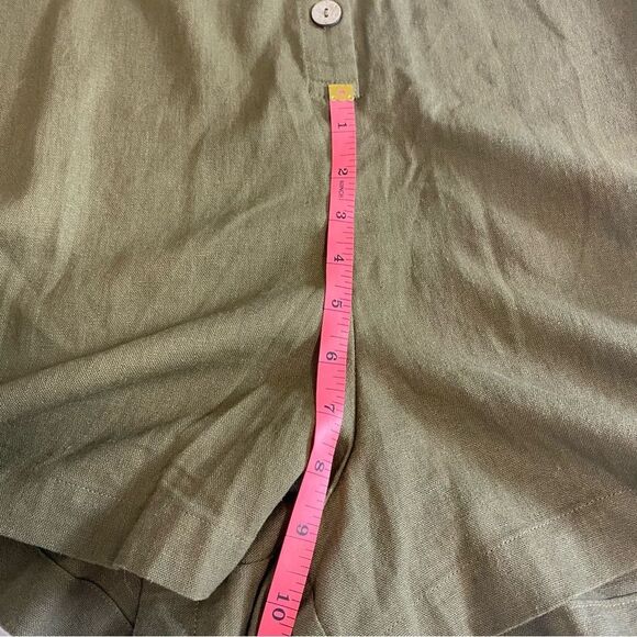 Nicole Miller 100% Linen V-Neck Button with Pockets Romper Green size Large - Picture 7 of 10